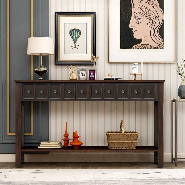 Rustic Entryway Rectangle Console Table, 60