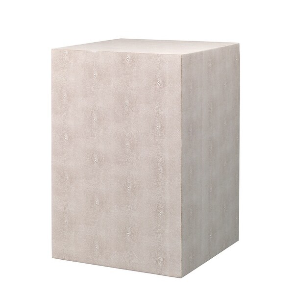 Alden Décor Esme Faux-Shagreen Square Side Table, Cream
