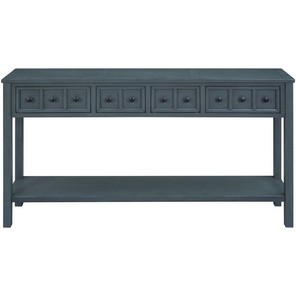 Entryway Console Table, Long Sofa Table with Drawers and Bottom Shelf