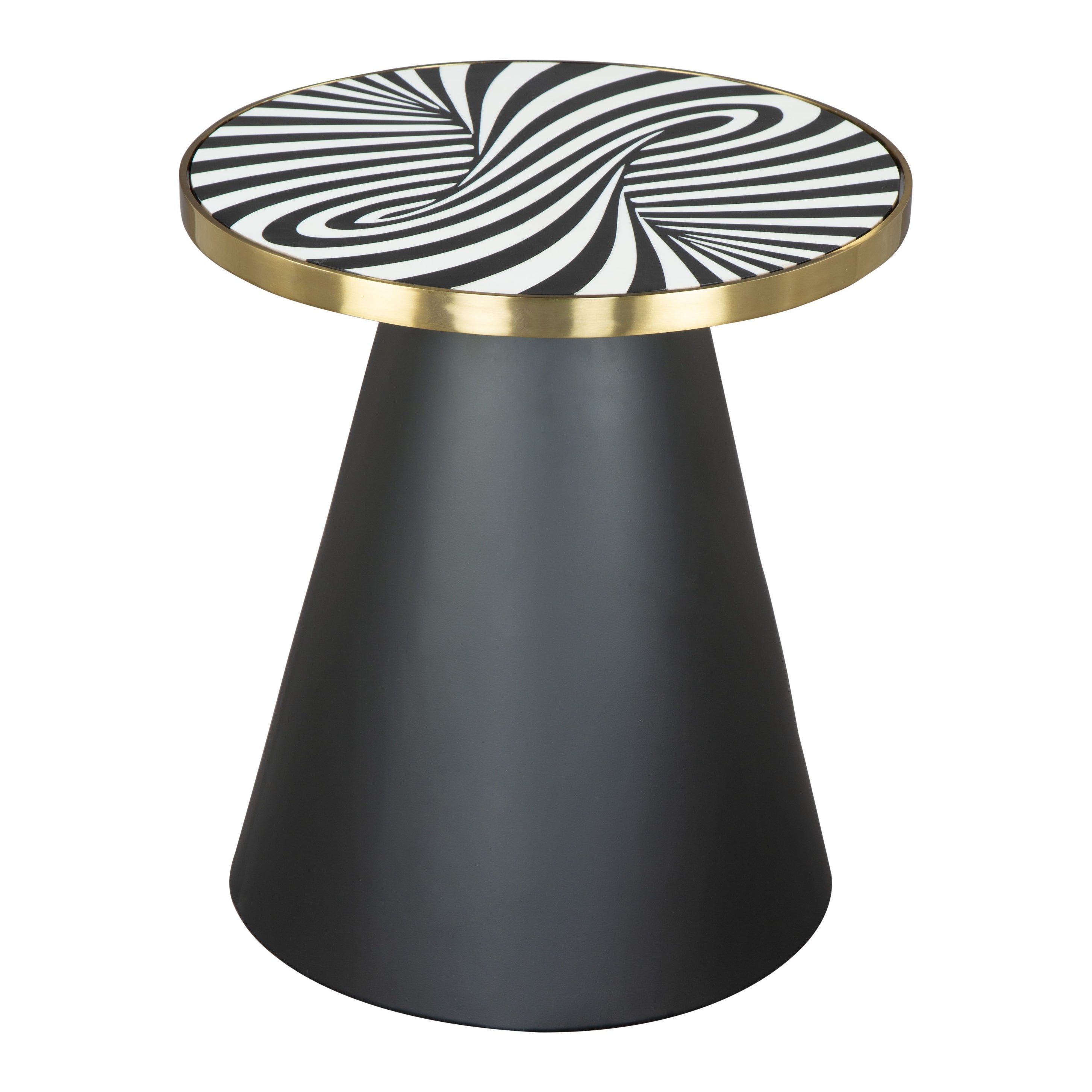 Fission Side Table White, Gold and Black - 18.1