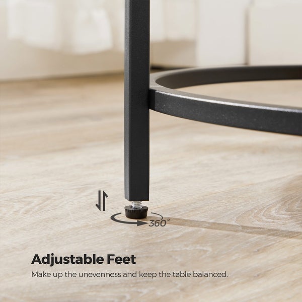 Round Side Table, Glass End Table with Metal Frame, Small Coffee Accent Table, Bedside Table, Modern Style - 19.7