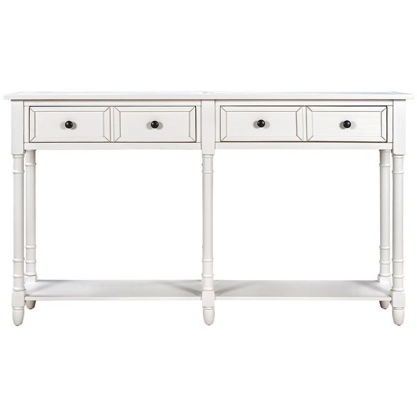 Console Table Sofa Table with Two Storage Drawers and Bottom Shelf for Living Room, Entryway