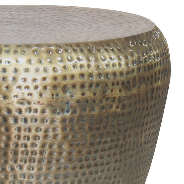 WYNDENHALL Lerner Modern Industrial 22 inch Wide Metal Metal Side Table in Antique Gold, Fully Assembled