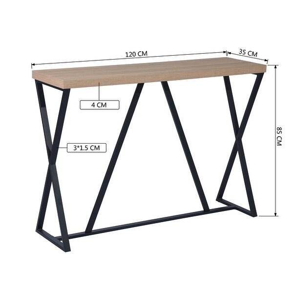 47.2'' Sofa Table, Industrial entryway Table, Wood Rectangle Console Table with Metal Frame - Oak and Black