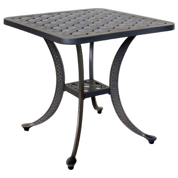 21 Inch Outdoor Patio Square Metal End Table, Bronze