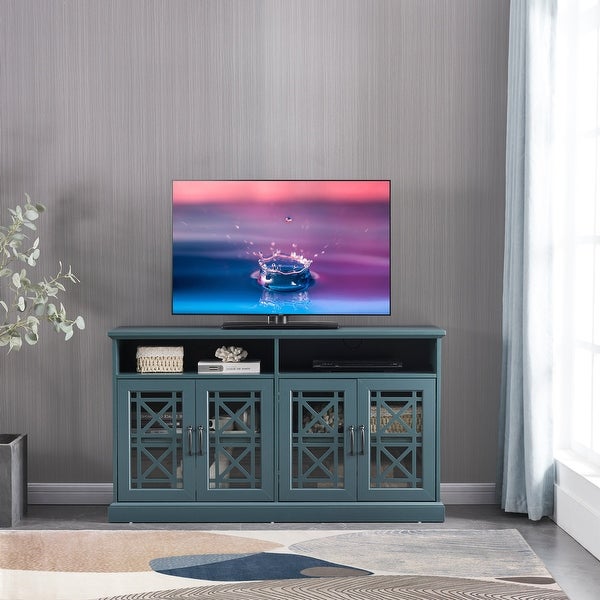 Wooden TV Console, Storage Buffet Cabinet, Sideboard with Glass Door and Adjustable Shelves for Living Room