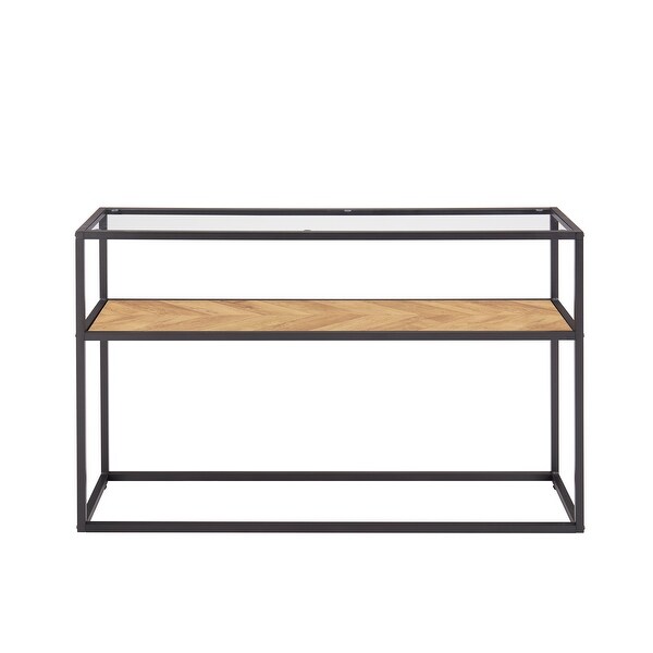 Glass Console Sofa Table, Modern Open Hallway Table, Narrow Entryway Table