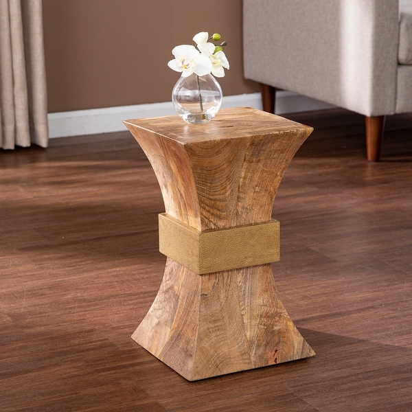 SEI Furniture Trammel Square Side Table, Natural/Brass