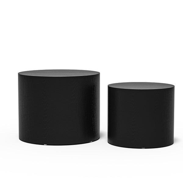 Side Table with Ash Oak Walnut Veneer, Coffee Table, End Table, Nesting Table Set of 2, for Living Room, Office, Bedroom