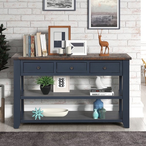 Side Table Console Table, Sofa Side Table with 3 Drawers and 2 Shelves