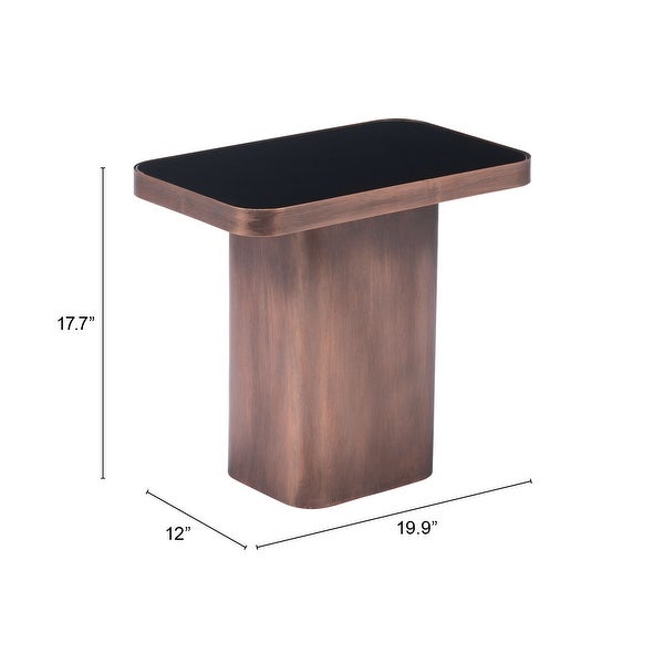 Marcos Side Table Black and Antique Bronze - Black, Antique Bronze - 19.9