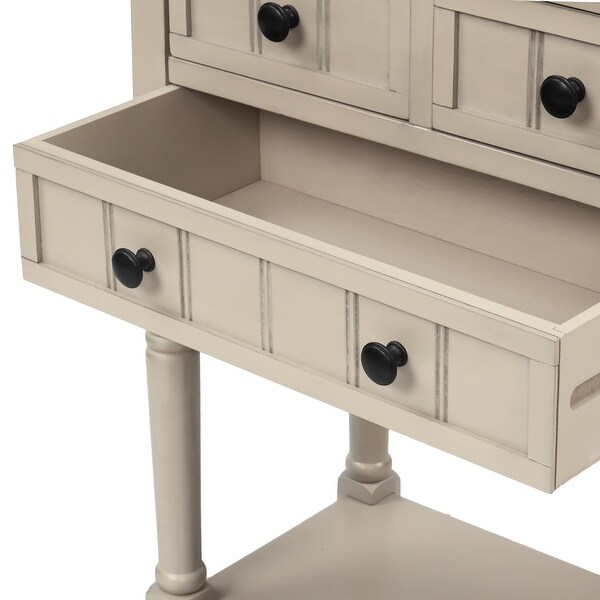 Narrow Console Table, Slim Sofa Table with Three Storage Drawers