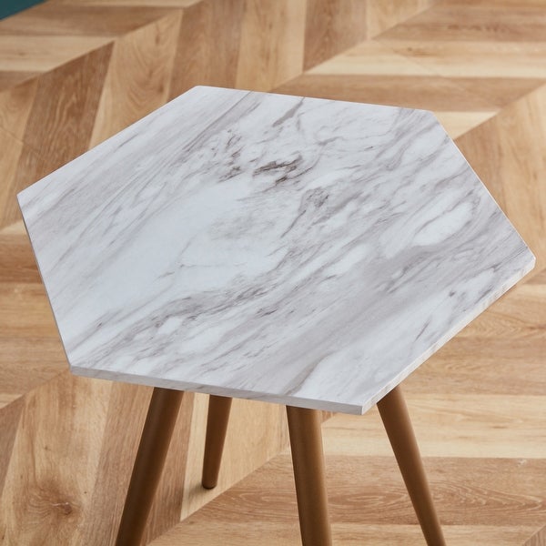 JASIWAY Modern Faux Marble Side Table Nightstand