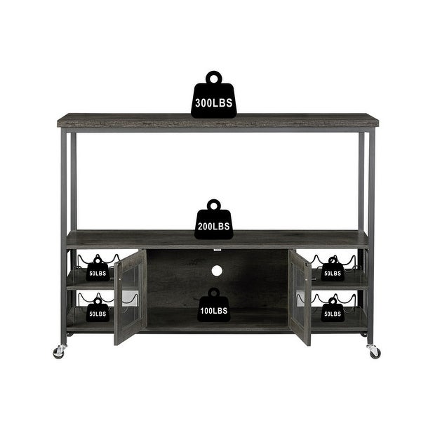 54.3''W X 15.7''D X 40.6''H Bar Cabinet, Console Table with Shelves and Wheel