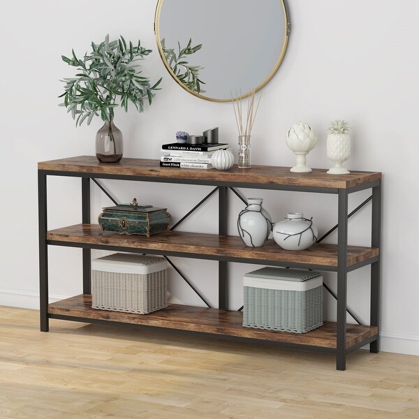 Sofa Table, 3 Tiers Console Table TV Stand with Storage Shelves