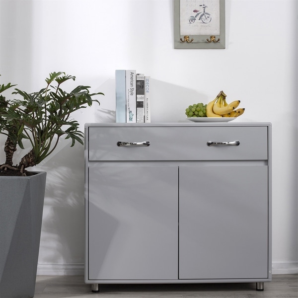 Two Doors Side Table-Grey,3 Times Painting Process,Simple design
