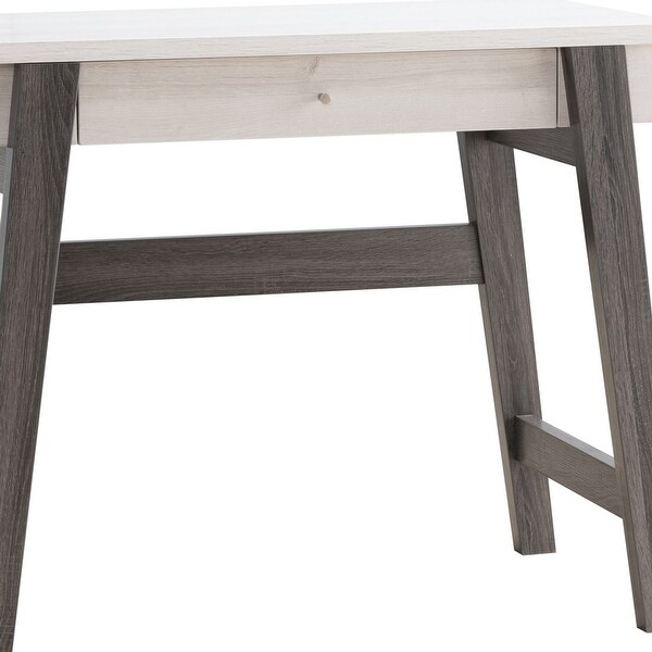 36 Inch Modern Console Sofa Side Table, 2 Tone Wood, White, Distressed Grey