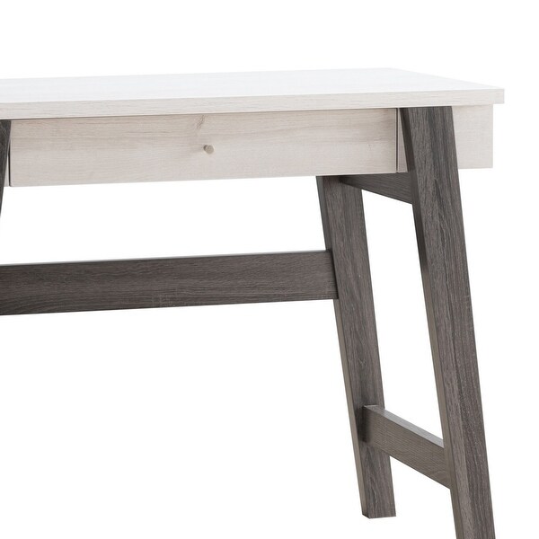 36 Inch Modern Console Sofa Side Table, 2 Tone Wood, White, Distressed Grey