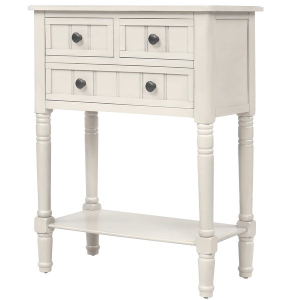 Narrow Console Table, Slim Sofa Table with Three Storage Drawers and Bottom Shelf - 23.7
