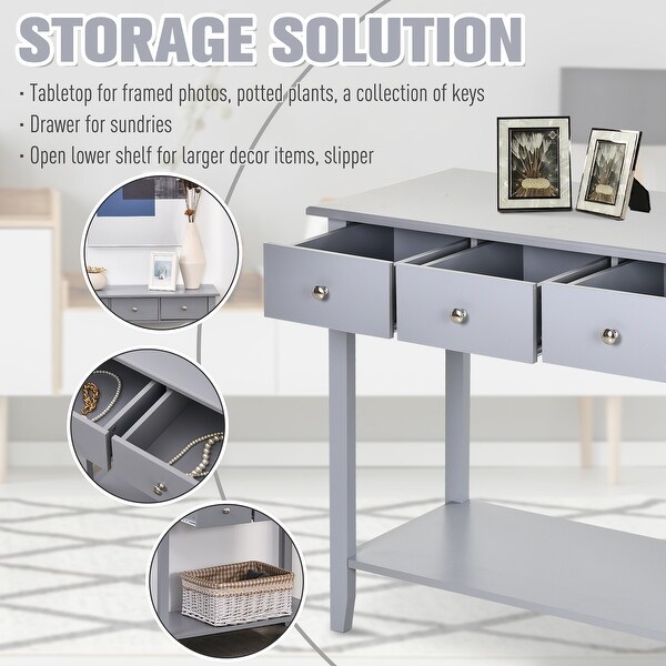 HOMCOM Console Table Industrial Desk with Drawer Bottom Shelf and Large Tabletop for Pictures, Great for the Entryway