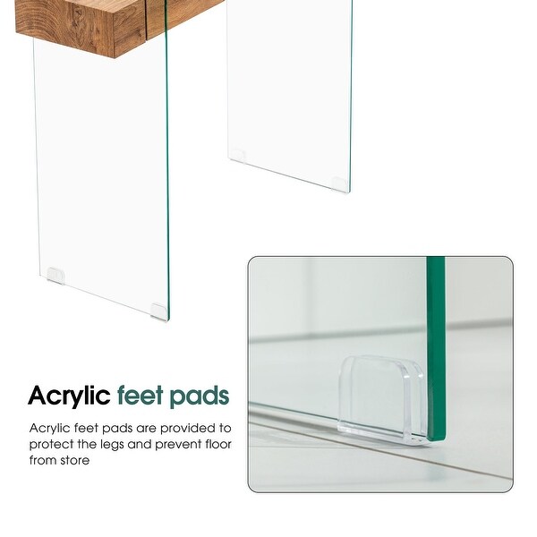 Ivinta Narrow Glass Console Table with Storage, 31.5'' Modern Sofa Table for Small Space