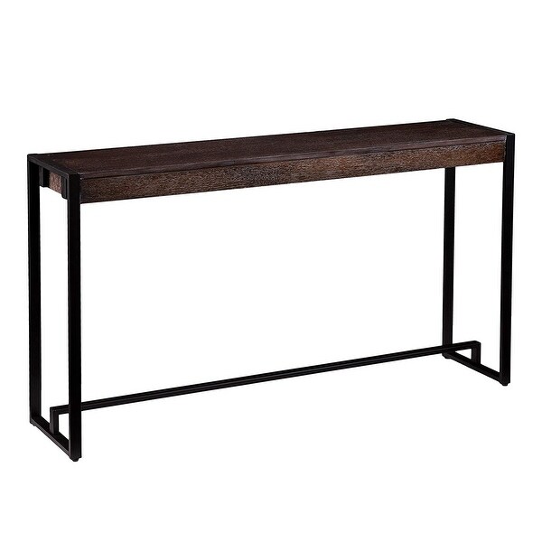 SEI Furniture Modern Metal Macen Narrow Console Sofa Table, Burnt Oak/Black - 30.5
