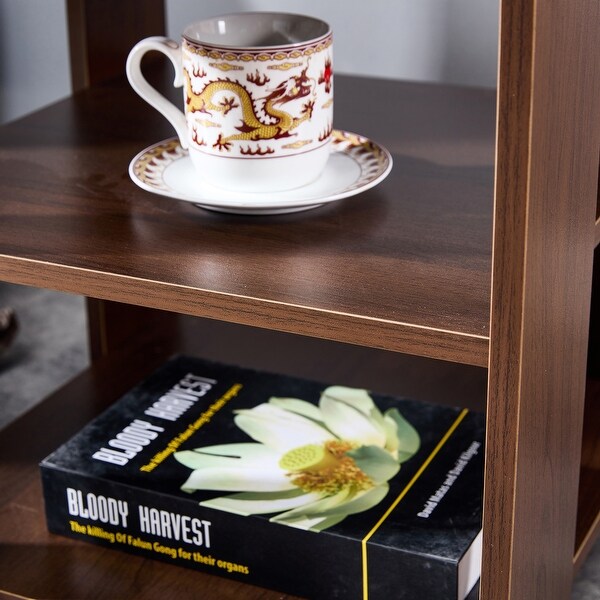 Square wooden Side Table,3-tier End Table