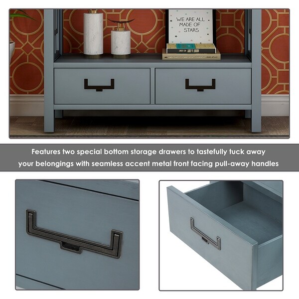Wood Console Table With 2 Bottom Drawers,Narrow Entrance Table