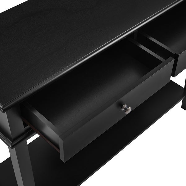 （Exquisite Preference）Black Console Table with 2 Drawers and Open Shelf, Farmhouse Small Entry Table, 39