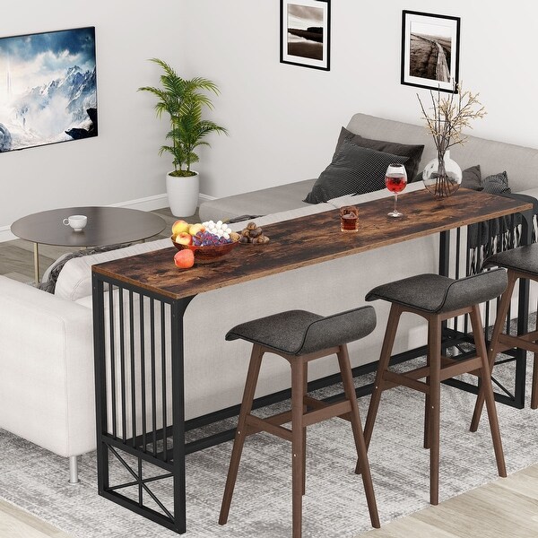 70.9 inch Extra Long Sofa Table, Rustic Industrial Entryway Console Table
