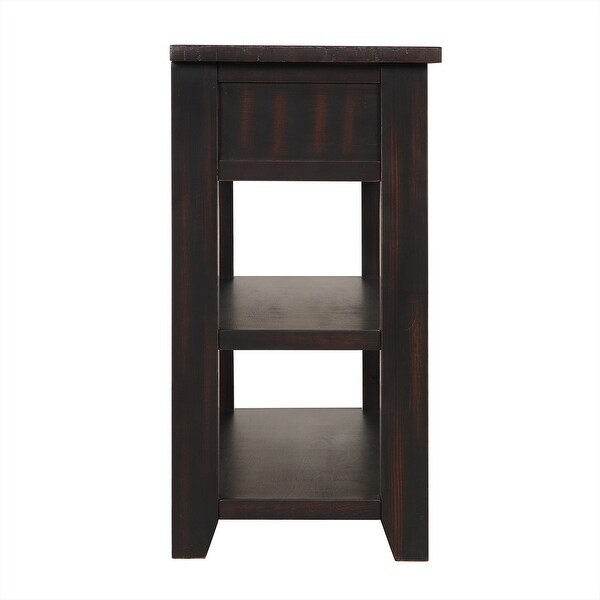 48'' Solid Pine Wood Top Console Table, Modern Entryway Sofa Side Table with 3 Storage Drawers and 2 Shelves. Easy to Assemble