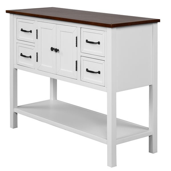 43'' Modern Console Table Simple Exquisite Sofa Table with 4 Drawers , 1 Cabinet and 1 Shelf for Living Room Kitchen Dining Room