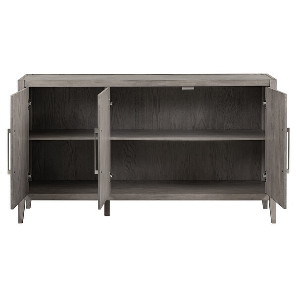 Modern Storage Cabinet Sideboard with 3 Metal Handles and 3 Doors, Wooden Cabinet with Adjustable Shelf for Entryway, Living Room