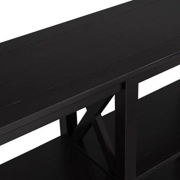 Modern Style Console Table with 3-Tier and Shelves, X Shape Legs