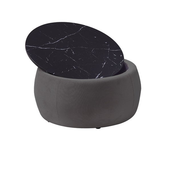 Round Accent Side Table with Removable Top,Grey