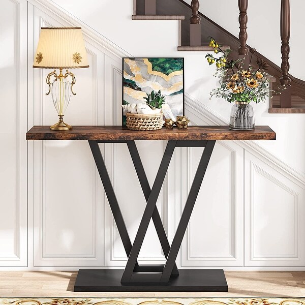 Console Sofa Table, Industrial Entryway Table for Hallway