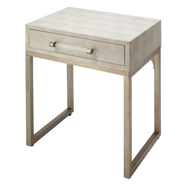 Alden Décor Brayden Faux Shagreen Side Table, Cream