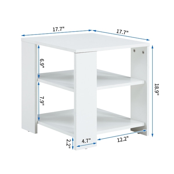 Square Side Table, 3-tier End Table