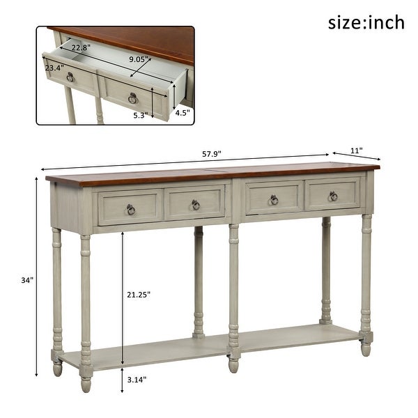 Console Table Sofa Table with Storage Console Tables for Entryway with Drawers and Shelf Rectangular Living Room Table - 58