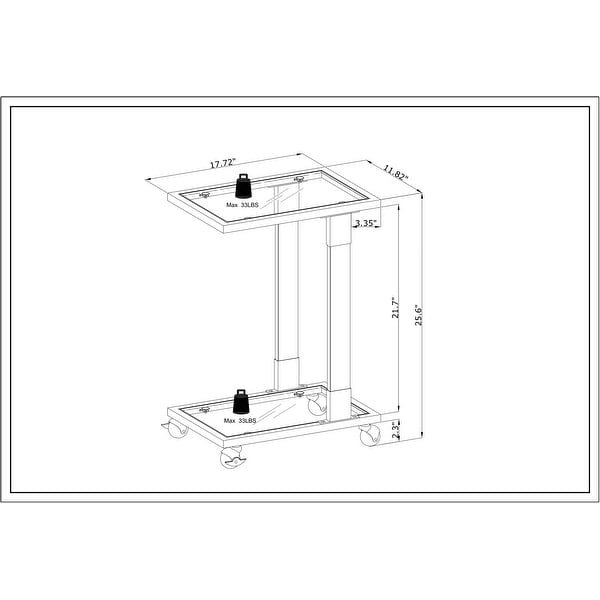 Sofa Table,Glass Top C Shape Square Table