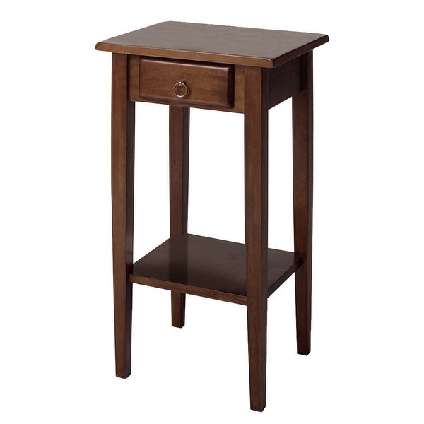 Wooden End Side Table with Drawer, Shelf