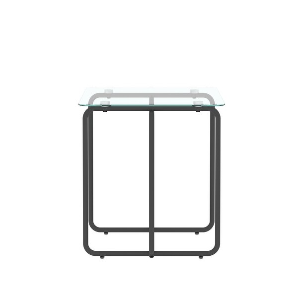 High Quality Glass End Table, Side Table with Metal Base
