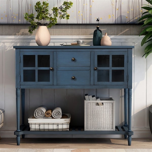 Console Table with Bottom Shelf, Storage Cabinet Living Room