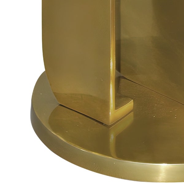 Cyrus 18 Inch Round Accent Side Table, Cast Aluminum, Arched Cut Out Frame, Brass