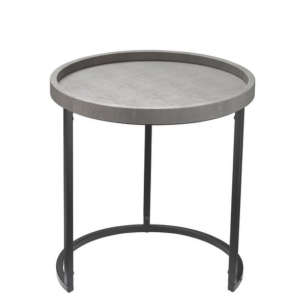 Set of 3 Gray and Black Decorative Round Side Table, 23.5