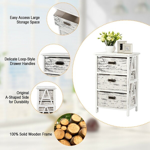Vintage Solid Nightstand w/ Removable Drawers and Spacious Tabletop