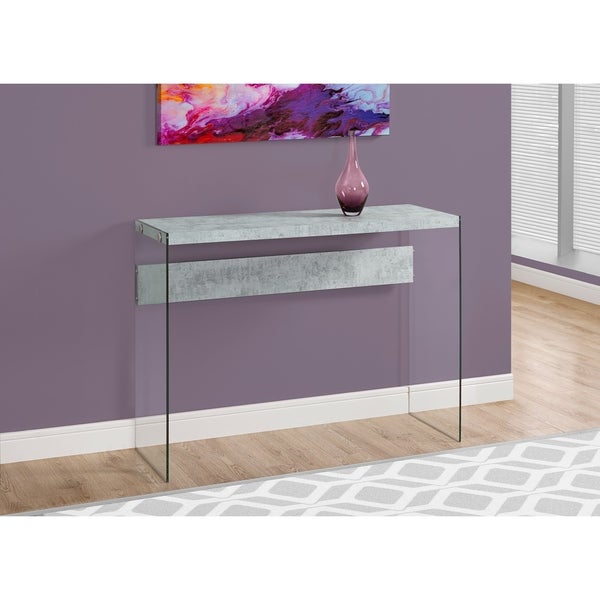 Accent Table, Console, Entryway, Narrow, Sofa, Living Room, Bedroom, Tempered Glass, Laminate, Clear, Contemporary, Modern
