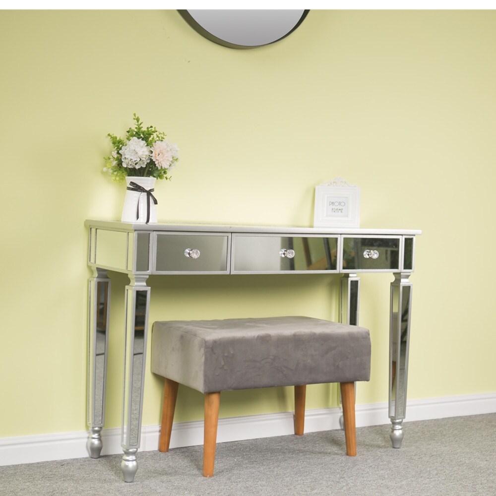 3 Drawers Mirror Table Dressing Table Console Table,Foyer Sofa Table Narrow for Entryway, Living Room, Hallway - 41.73