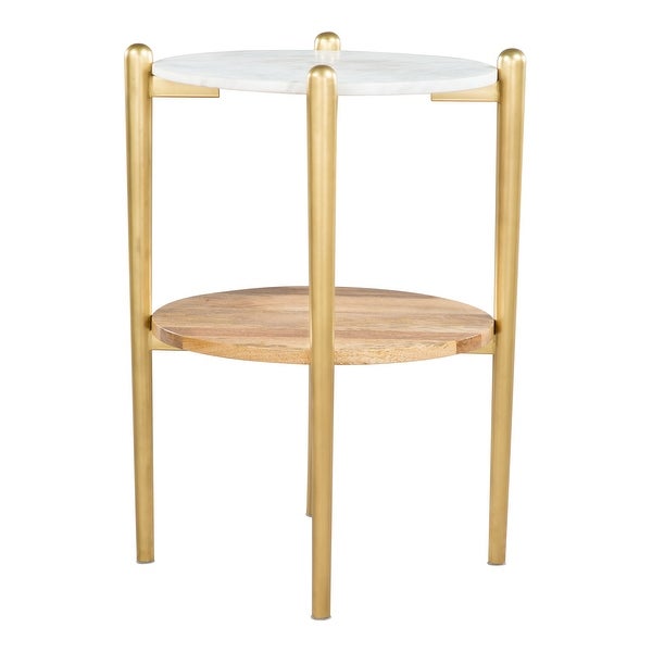 Mina Marble Side Table White and Gold - White, Brown, Gold - 18