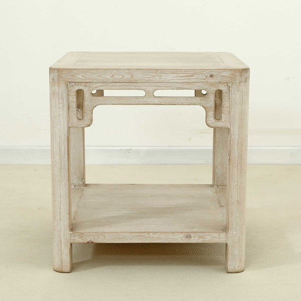 Artissance Peking Ming Arch Side Table Weathered White Wash, 24 Inch Tall